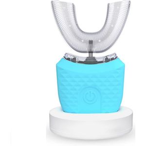 Elektrische ultrasone tandenborstel 360° Automatische tandenborstel U-vormige intelligente reinigingstandenborstel Draadloze tandenborstel, blauw