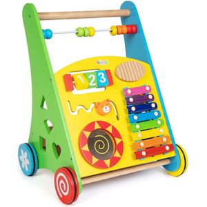 Boppi - houten muziek loopwagen voor peuters - verschillende activiteiten - 46cm hoog (looptrainer)