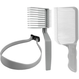 Tondeuse Kam - Grijs - Driedelige Set - Platte Kop - Gebogen Rand