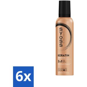 6 x Syoss - Keratin - Haarmousse - Versterkt Haarvezels - 250 ml - Haar Mousse - Styling Mousse - Keratin Mousse - Haarversterking - Haarverzorging