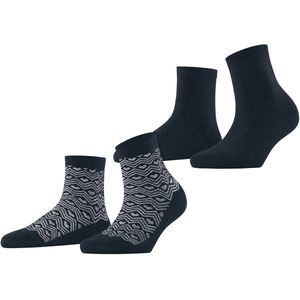 ESPRIT - Heart Pattern - Sokken - Blauw Marine - Multipack van 2 paar