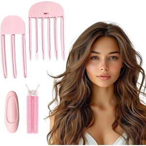 Zeynomax - Haarwortelvolumeclips - Set van 4 stuks - Wortellifting kam voor extra volume - Geschikt voor krullend haar - Roze