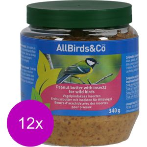 Allbirds&Co Vogelpindakaas Insecten - Voer - 12 x 340 g