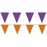 Oranje/Paarse feest punt vlaggetjes pakket - 200 meter - slingers/ vlaggenlijn