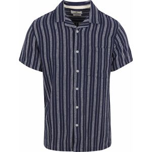 Anerkjendt - Short Sleeve Overhemd Leo Dobby Navy - Heren - Maat M - Regular-fit