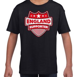 England supporter schild t-shirt zwart voor kinderen - Engeland landen shirt / kleding - EK / WK / Olympische spelen outfit 146/152