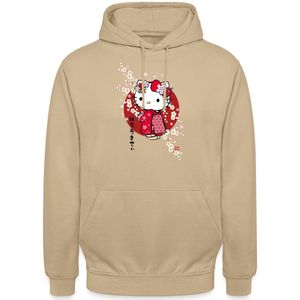 Hello Kitty In Een Rode Kimono En Kersenbloesems Hoodie Unisex