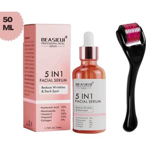 BEASICUI® Vitamine C Serum 30% - Inclusief Dermaroller 540 naalden 0.5 mm - Gezichtsserum met Hyaluronzuur en Vitamine E - Bevat Niacinamide en Collageen - 50ml