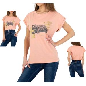 Glo-story t-shirt roze glitter luipaard 5XL