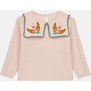 Meisjes Rilda sweater met geborduurde kraag blush 116