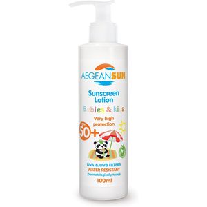 Zonnescherm SPF 50+ voor Baby’s & Kinderen – 100ml | Waterbestendige Bescherming met Kamille, Aloe Vera & Panthenol