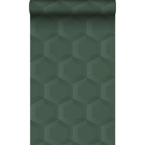 Origin Wallcoverings behang 3d hexagon motief donkergroen - 0.53 x 10.05 m - 348021
