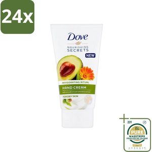 Dove Nourishing Secrets - Handcrème - Avocado olie & Goudsbloem extract - Droge huid -75 ml - Voordeelverpakking - 24 stuks - Goudsbloem - Droge handen