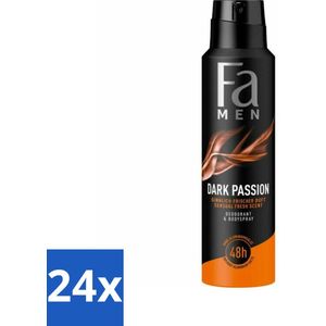 Fa – Deodorant Spray – Men Dark Passion – 150 ml - Voordeelverpakking - 24 stuks