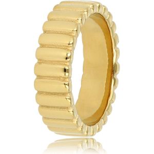 My Bendel - Goudkleurige ring met ribbels - Goudkleurige ring met ribbels - Met luxe cadeauverpakking