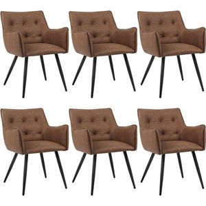 Rootz Eetkamerstoelen Set van 6 - Elegante stoelen - Stijlvolle zitting - Schuim met hoge dichtheid voor comfort - Stevig metalen frame - Ergonomisch ontwerp - 57 cm x 80 cm x 57 cm