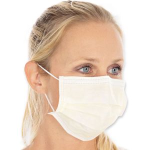 Hygostar mondmasker mondkapje medisch 3-laags geel 50 stuks met oorelastiek