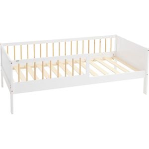 Kinderbed 80x160 cm met lattenbodem en uitvalbeveiliging wit/naturel dennenhout ML design