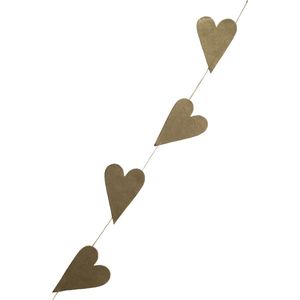 Luna-Leena duurzame hartjes slinger goud L 1.82 cm - eco friendly papier - handgemaakt in Nepal - hart - liefde - geluk - romantiek - huwelijk - geboortje - feest - kersthart - valentijn - heart garland - kerstcadeau - kerstversiering - moederdag