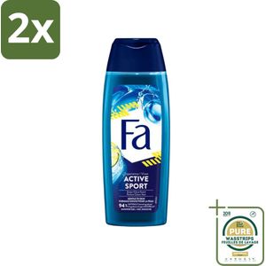 Fa Men - Douchegel - Active Sport - Verfrissend - Green Citrus - 250 ml - Voordeelverpakking - 2 stuks - Active Sport - 48 uur bescherming