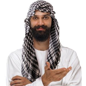Arafat Sjaal in Palestijnse stijl/kleuren - PLO - katoen/polyester - Arabieren - verkleed artikel - zwart/wit