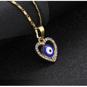Akyol - Evileye – evil - eye - blauwe evileye-ketting - geluk-evil eye ketting - boze oog - bescherming - boze oog ketting - turkse oog -nazar boncuk -dames - dames ketting - cadeau voor vriendin - cadeau voor dame - blauwe oog ketting - ketting ha