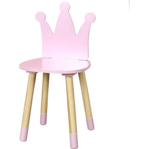 Stoel kroondesign roze kinderkamer - kinderstoel van hout grenen 28 x 27 x 54 cm