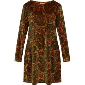 usha - FESTIVAL - Jurk - Safraan Groen Rood - Kort Mini - Lange Mouw