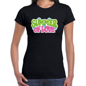 Toppers Jaren 60 Flower Power Summer Of Love verkleed shirt zwart dames - Sixties/jaren 60 kleding S