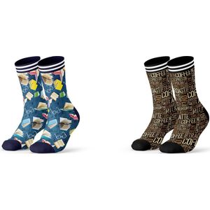 Sock My Feet geschenkdoos sokken heren 43 46 - cadeau voor man - duurzaam - naadloos - Books Coffee