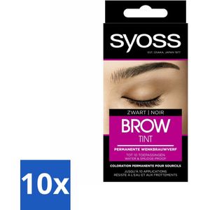 10 x SYOSS - Brow Tint Zwart - Wenkbrauwverf - Langdurige Kleur - Tot 10 Toepassingen - Wenkbrauwen Opvullen - Grijze Haren Verbergen - Expressieve Wenkbrauwen - Natuurlijke Look - Langdurige Kleur