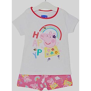 Peppa Pig Set / Shortama - Happy - Roze/Wit - Maat 116