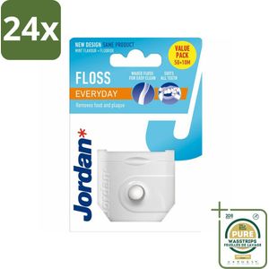 Jordan Floss Everyday 50 meter - Voordeelverpakking - 24 stuks - Mondhygiëne - Tanden reinigen