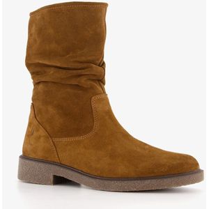 Hush Puppies suede dames enkellaarzen cognac - Maat 38 - Echt leer - Uitneembare zool