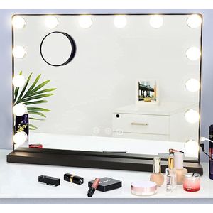 Hollywood spiegel met verlichting voor make-uptafel - 14 dimbare ledlampen - 3 kleurtemperatuur - 50 x 40 cm