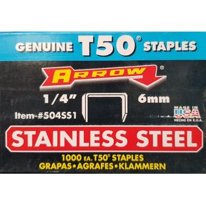 Nieten 1/4 6mm hoogte RVS voor T50 1000 stuks