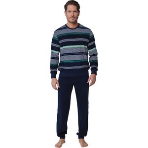 Heren katoenen pyjama met lange mouwen - Blauw - Maat S - S