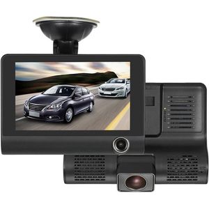 CHIWIN Dual Dashcam - Dashcam voor Auto Voor en Binnen - 1080P Full HD -4-inch HD-scherm - 170° Groothoek - Infrarood Nachtzicht - Loop Opname - Zwart