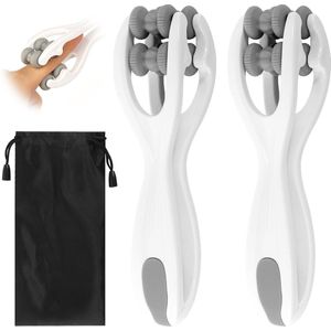 Pack of 2 Hand and Finger Massager, Hand Massager, Massage Ball with Handle, Body, Double Roller Finger Massager, Silicone Massage Roller, Double-Sided Massage Roller for Arthritis and