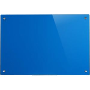 Relaxdays glassboard 60x90 - magnetisch prikbord - magneetbord - memobord - notitiebord - blauw