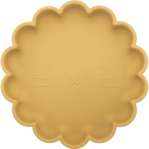 Dutsi - Welpje Serie - Siliconen Babybord met Leeuwen Ontwerp - 18 cm - Mosterdgeel