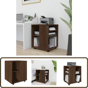 vidaXL Rolkast - Bruineiken - 60x53x72 cm Verrijdbare Kast - Rollaars - Houten Kast - Kast Met Wielen - Opslagruimte