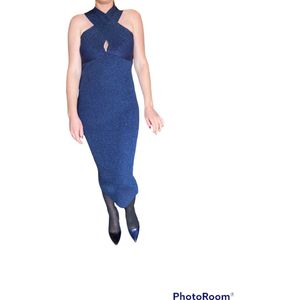 Jurk, donkerblauw, glitter, one size