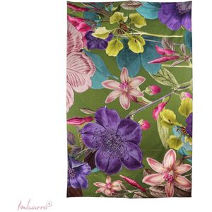 Imbarro home & fashion tafelkleed van hoogwaardig katoen in groene kleurrijke bloemen print 150 x 240 cm