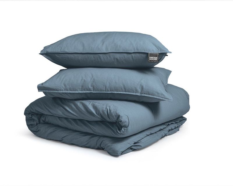 Dreamhouse - Dekbedovertrekset - Blauw - Satijn - Inclusief Kussensloop - 220 x 240 cm