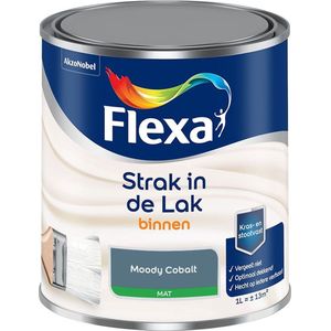 Flexa - Strak in de Lak Binnenlak Mat - Moody Cobalt - Kleur van het jaar 2025 - Mengverf - 1 Liter