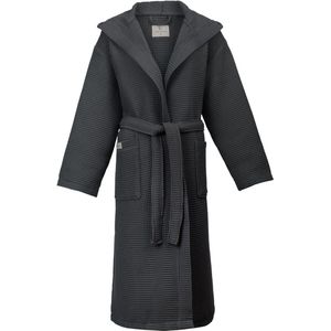 Linden&Green - Unisex Sauna Badjas - 100% Katoen Badjas - S - Antraciet - Katoen wafel - Wafel Badjas heren - badjas met capuchon heren - Badjas dames en heren - S