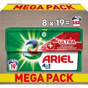Ariel 4in1 Wasmiddel Pods ultra vlekverwijderaar - 152 wasbeurten (8 x 19 wascapsules)