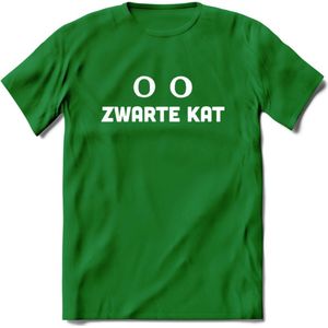 Zwarte Kat - Katten T-Shirt Kleding Cadeau | Dames - Heren - Unisex | Dieren shirt | Grappig Verjaardag kado | Tshirt Met Print | - Donker Groen - XL