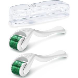 Equivera Baardroller - 2 Stuks - 0,5 mm / 1 mm - Met Opbergdoosje - Dermaroller - Baardgroei Kit - Sinterklaas Cadeau - Kerstcadeau